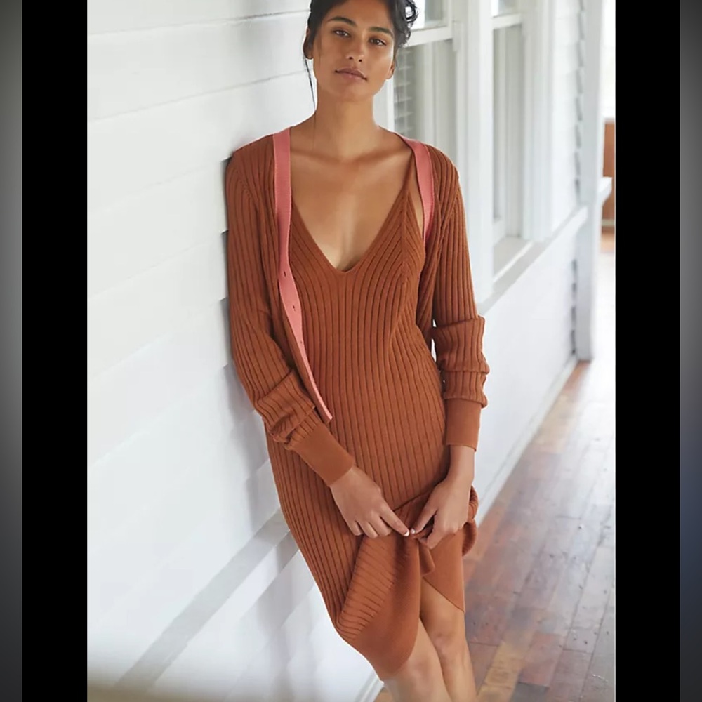 Anthropologie Daily Practice Ribbed Knit Dress size M euc